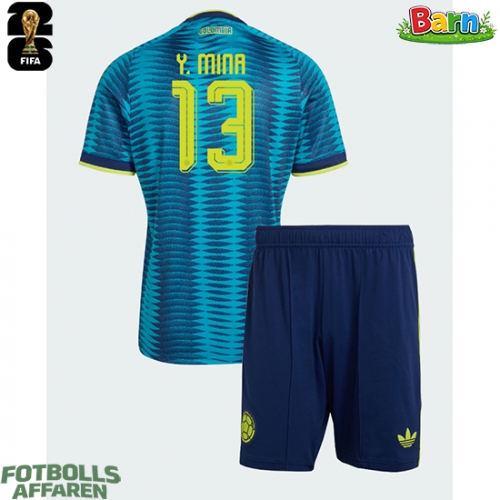 Colombia Yerry Mina #13 Bortaställ Barn VM 2026 Kortärmad (+ Korta byxor)